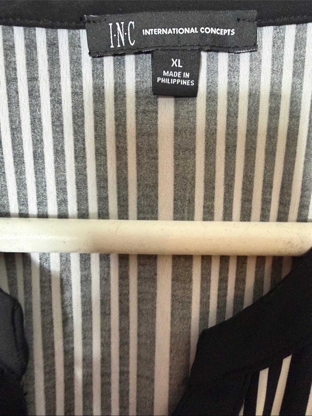 INC International Concepts  Black & White Striped Zip-Pocket Shirt NWT - Picture 3 of 5